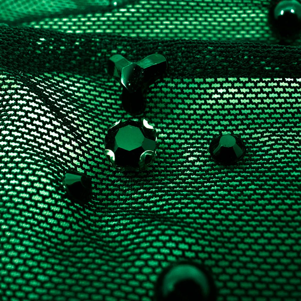 Brilliance Beaded with Rhinestone Stretch Mesh Fabric | Blue Moon Fabrics