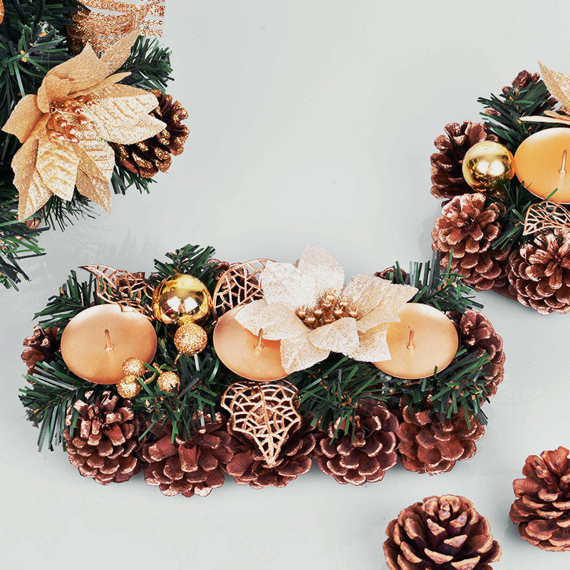 Birthday Pine Decor with Candle Holders Garland Handmade Window Decoration