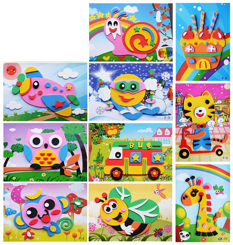 Cartoon 3D EVA Foam Sticker Puzzle Set Kids Toy