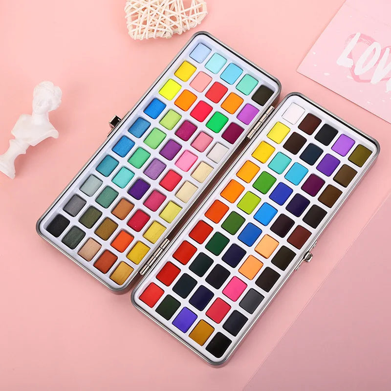 Professional Portable Watercolor Paint Set with Glitter Pigments