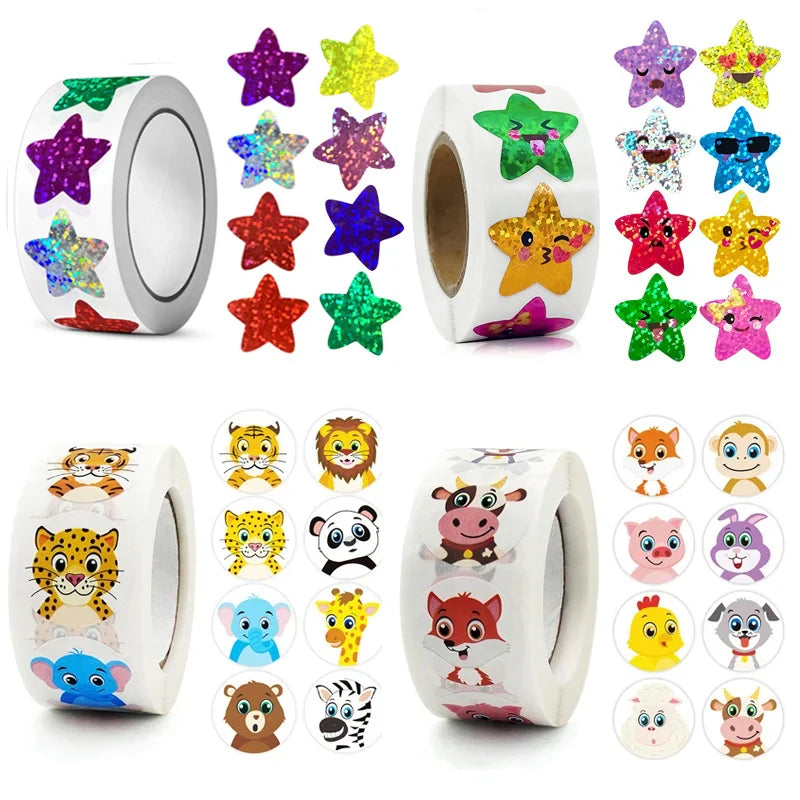 Colorful Holographic Star Stickers Roll for Kids DIY Crafts