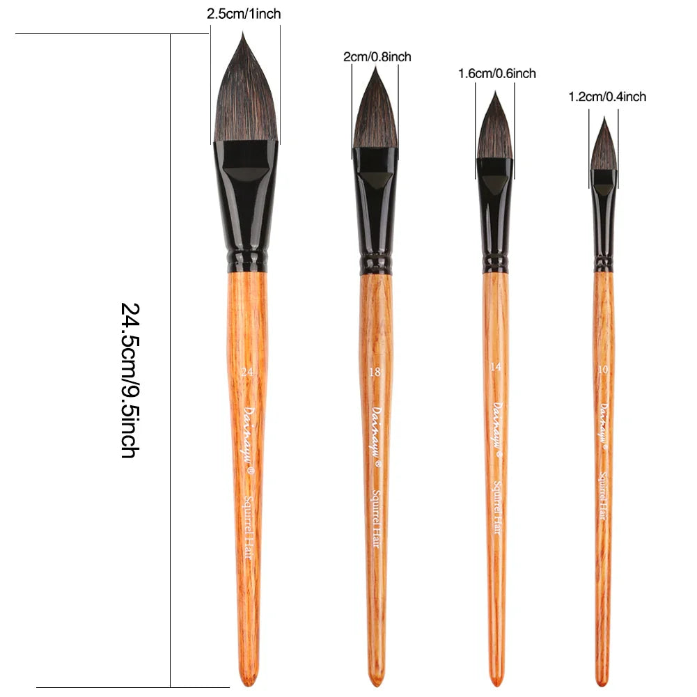Oval Squirrel Hair Watercolor Mop Brush for Artists