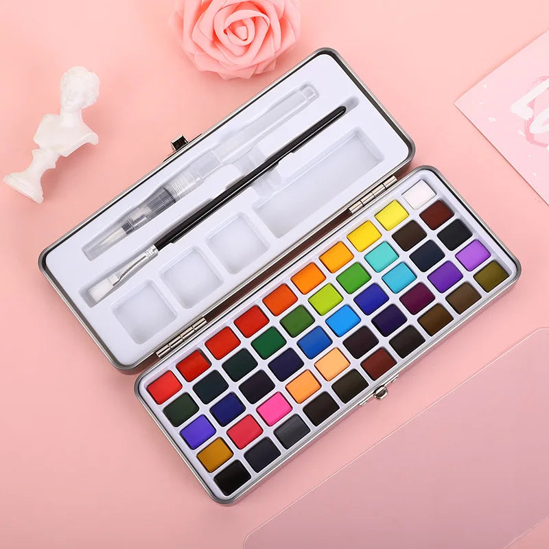 Professional Portable Watercolor Paint Set with Glitter Pigments