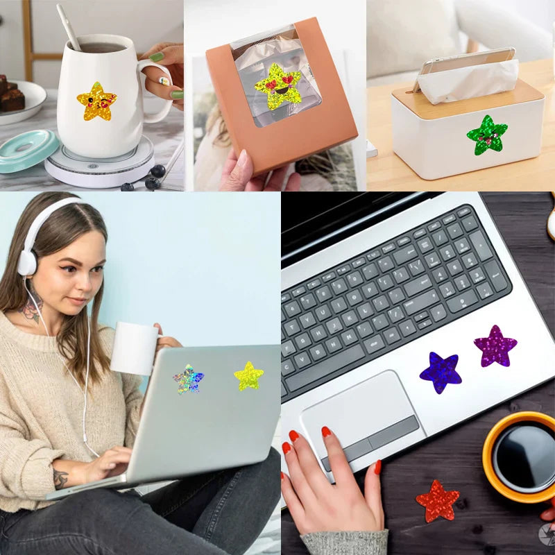 Colorful Holographic Star Stickers Roll for Kids DIY Crafts
