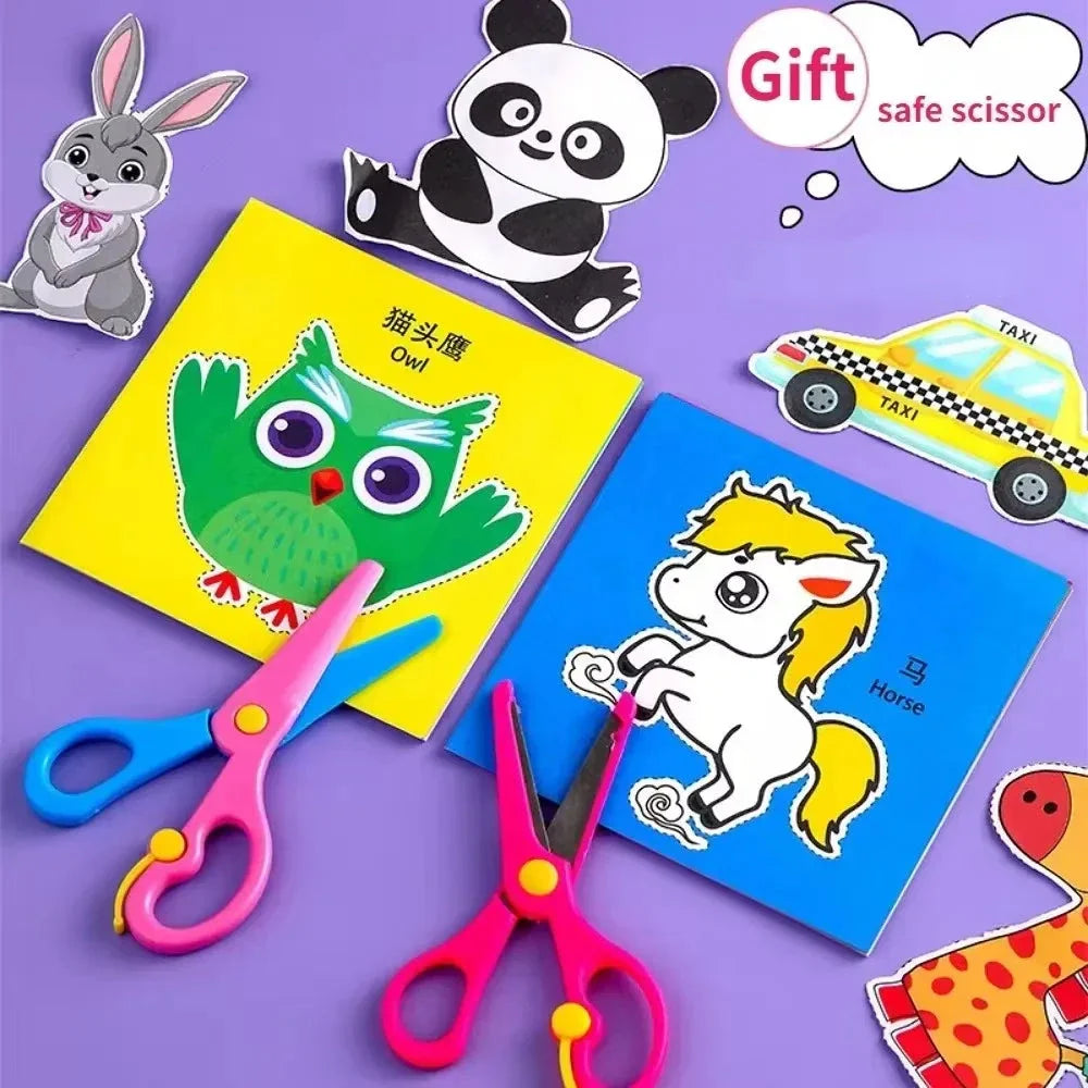 48Pcs Kids Craft Paper Cut Book - DIY Cartoon Scrapbooking & Educational Toys