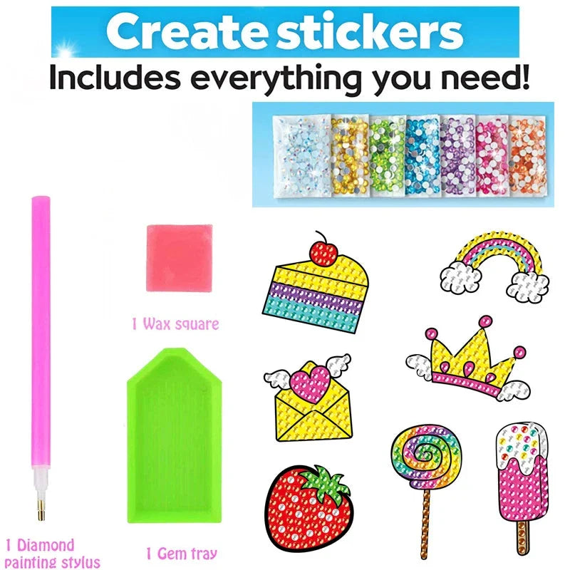 Big Gem Diamond Painting Kit - DIY Mosaic Art & Sticker Craft for Kids