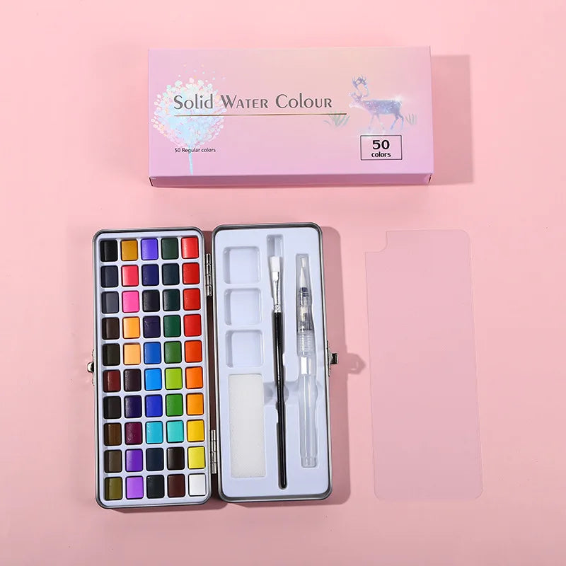 Professional Portable Watercolor Paint Set with Glitter Pigments
