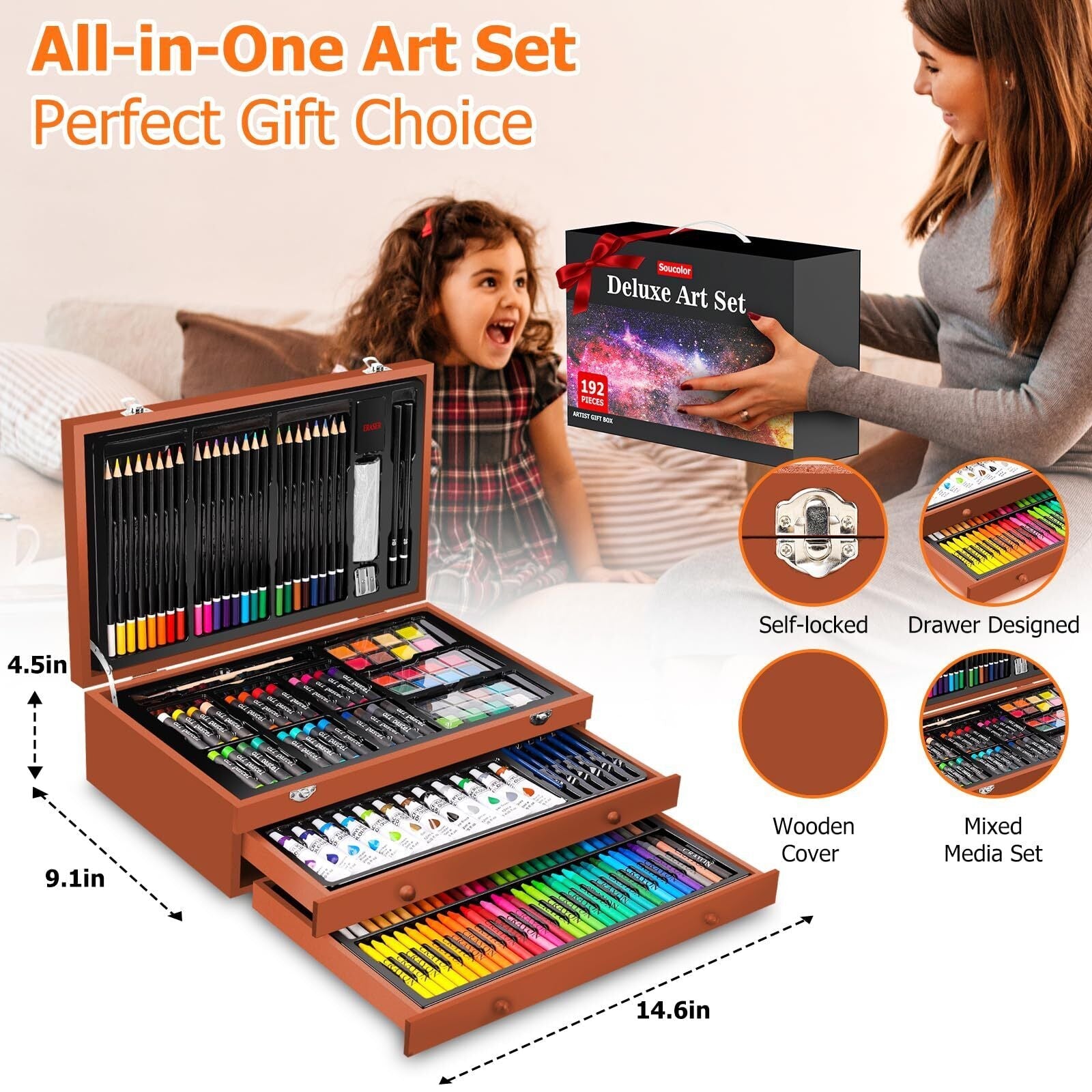 Art Supplies, 192-Pack Deluxe Art Set Drawing Painting Supplies Art Kit with ...