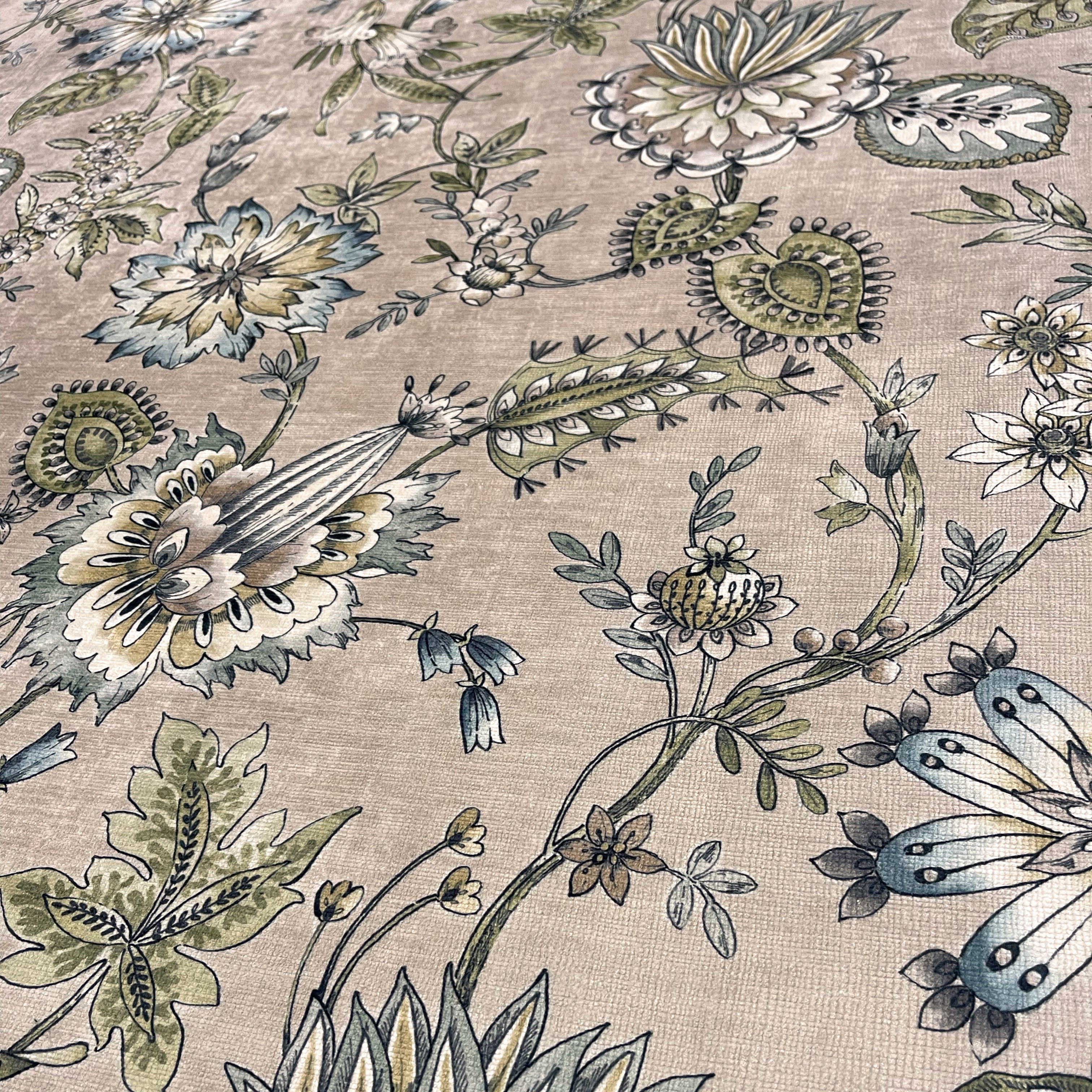 GIA JACOBEAN FLORAL PRINTED UPHOLSTERY FABRIC BY THE YARD