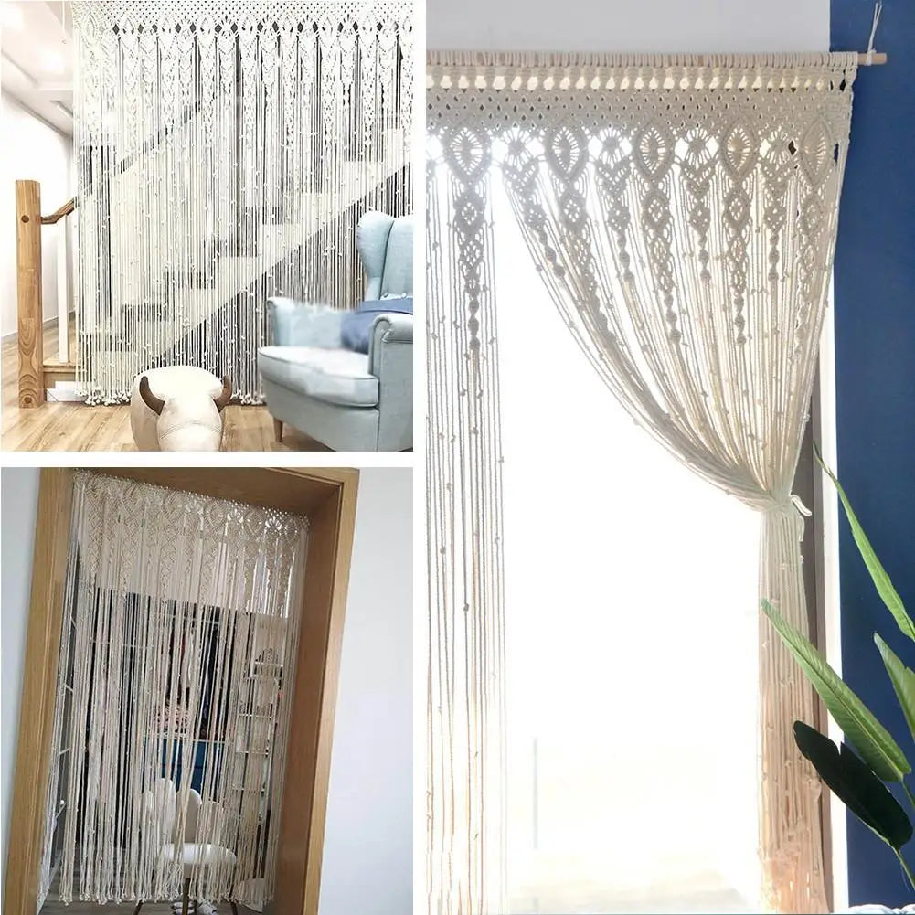 Handwoven Macrame Door Curtain Boho Wall Hanging Tapestry Decor