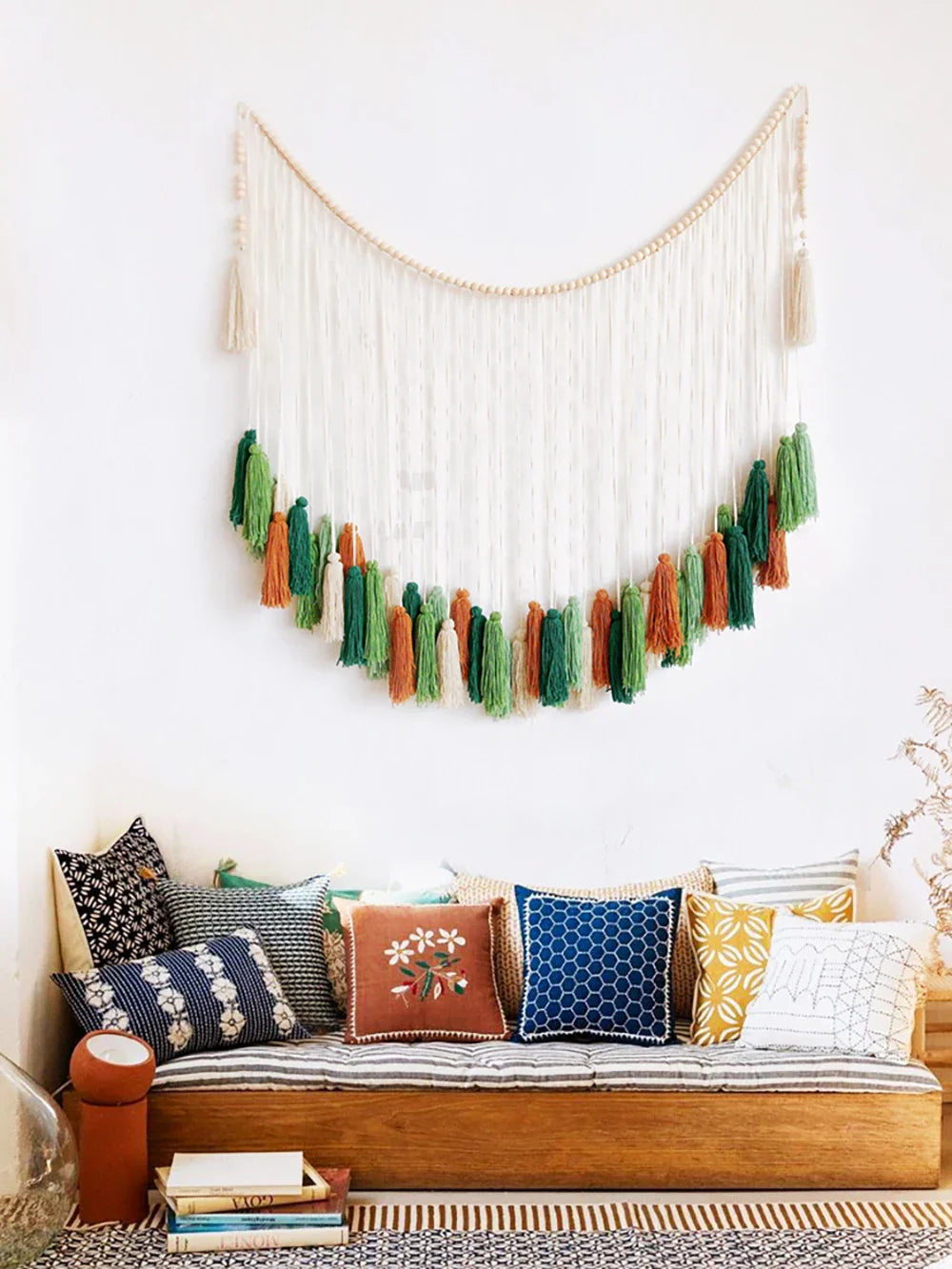Moroccan Bohemian Macrame Wall Tapestry Curtain for Living Room