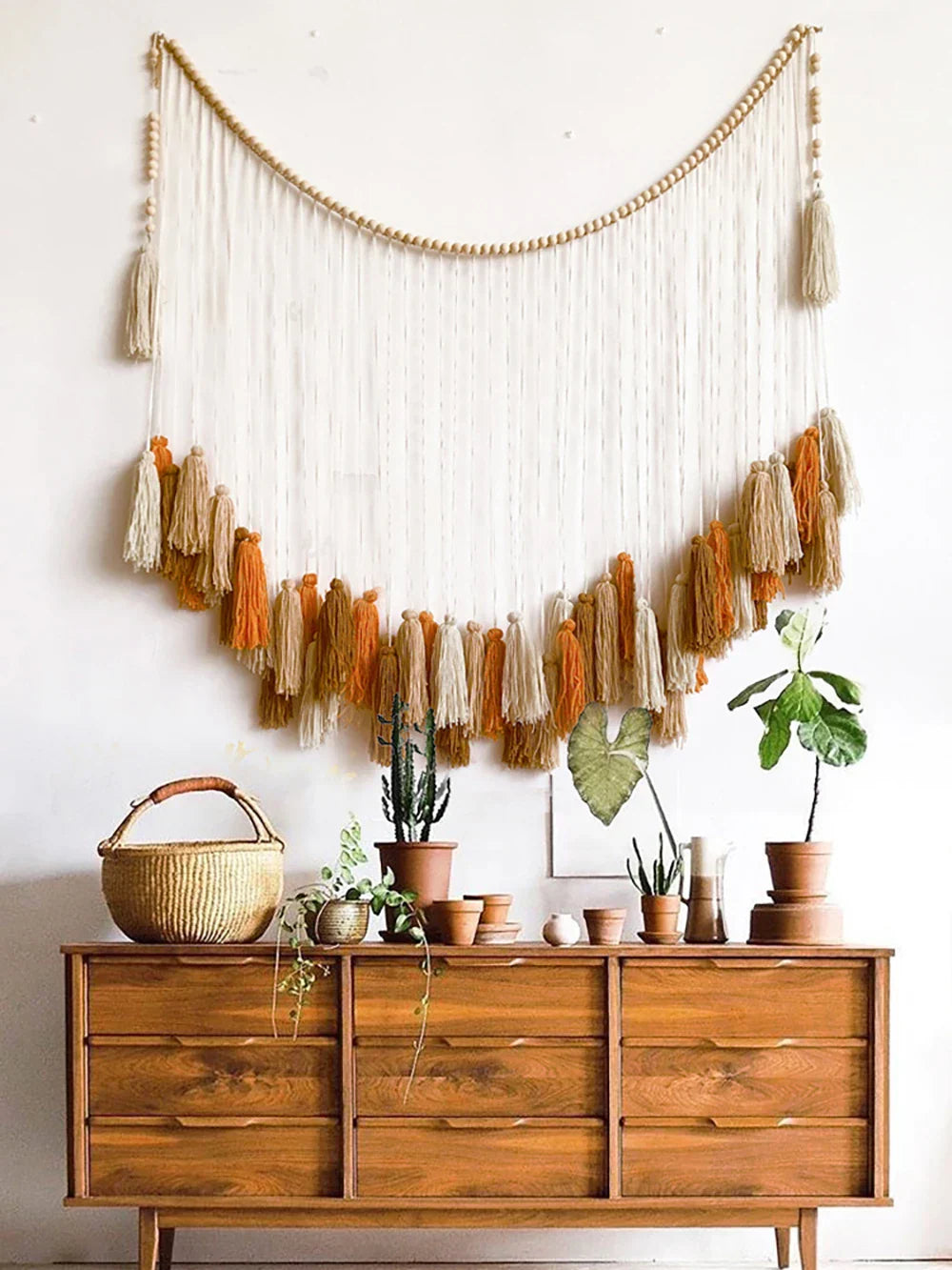 Moroccan Bohemian Macrame Wall Tapestry Curtain for Living Room