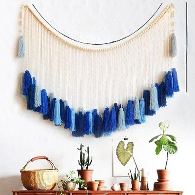 Moroccan Bohemian Macrame Wall Tapestry Curtain for Living Room