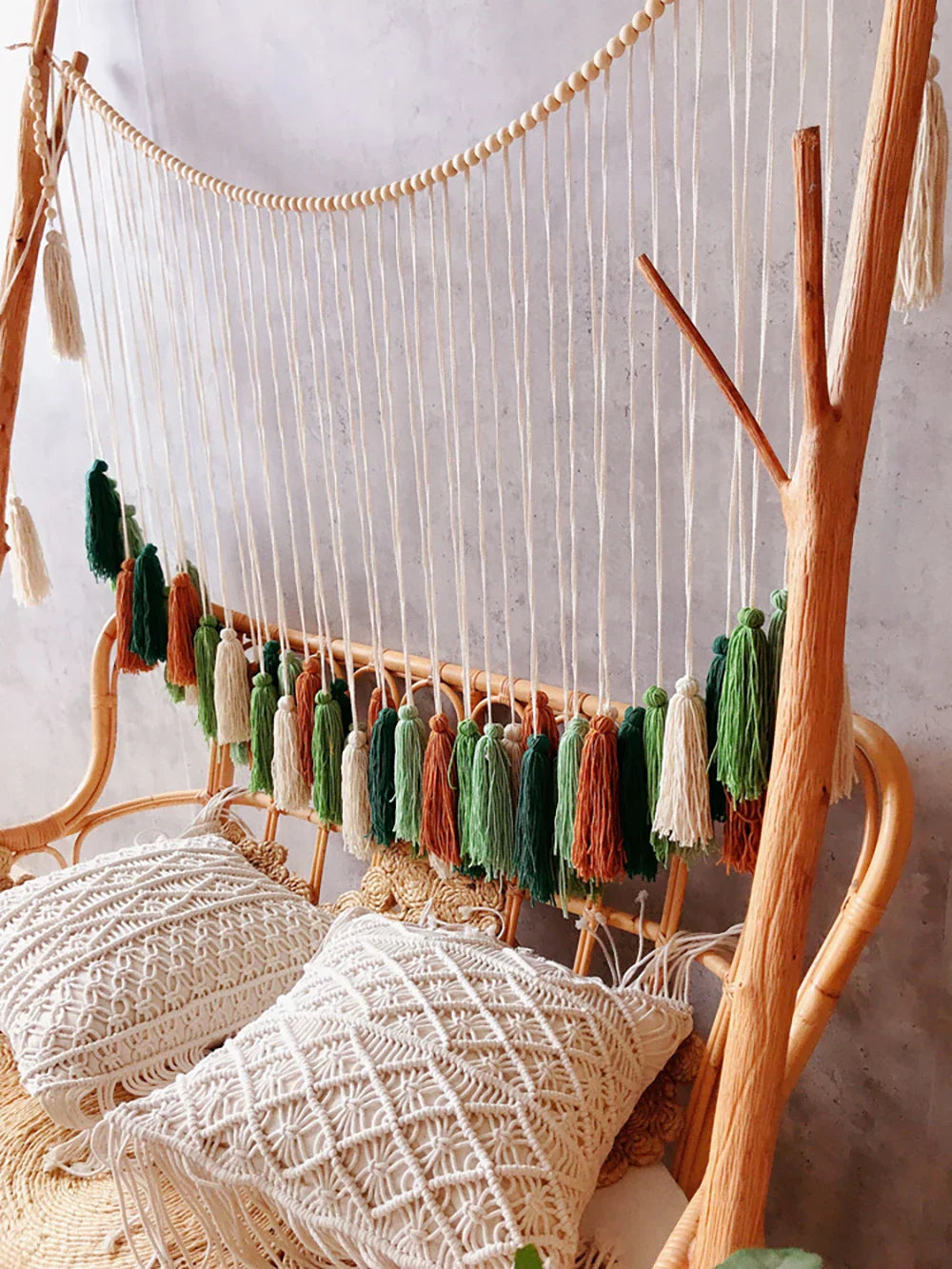 Moroccan Bohemian Macrame Wall Tapestry Curtain for Living Room