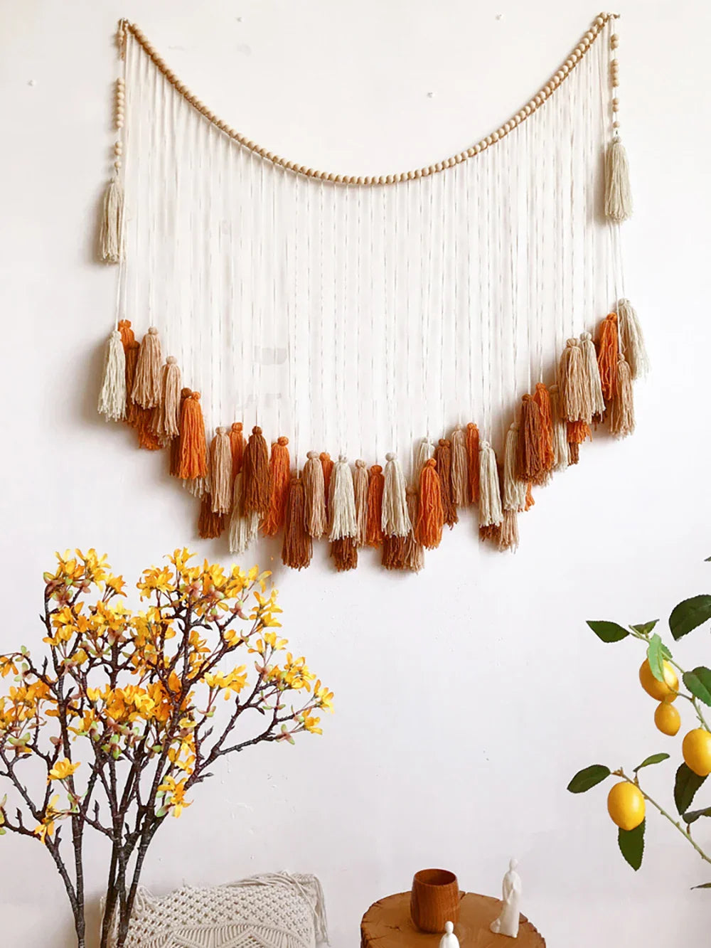 Moroccan Bohemian Macrame Wall Tapestry Curtain for Living Room