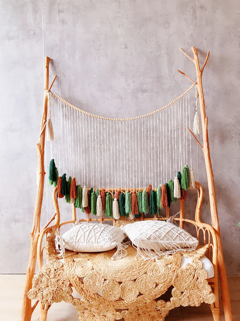 Moroccan Bohemian Macrame Wall Tapestry Curtain for Living Room
