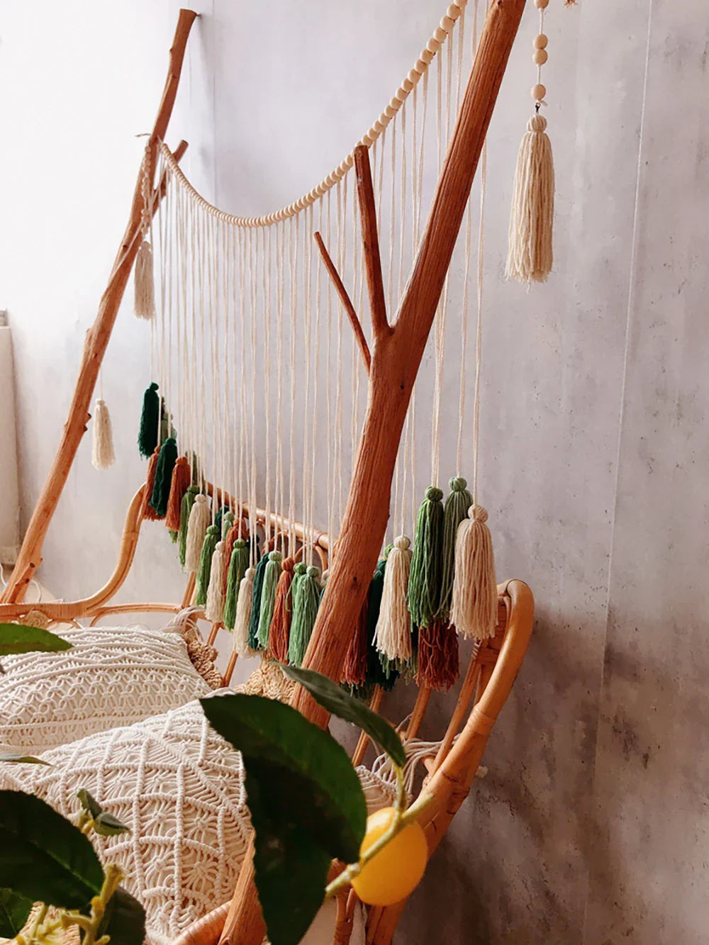 Moroccan Bohemian Macrame Wall Tapestry Curtain for Living Room
