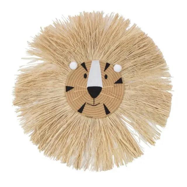 Handwoven Cartoon Lion Wall Hanging Decor for Kids Room