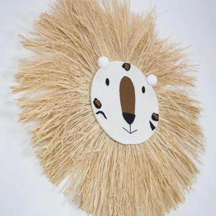 Handwoven Cartoon Lion Wall Hanging Decor for Kids Room