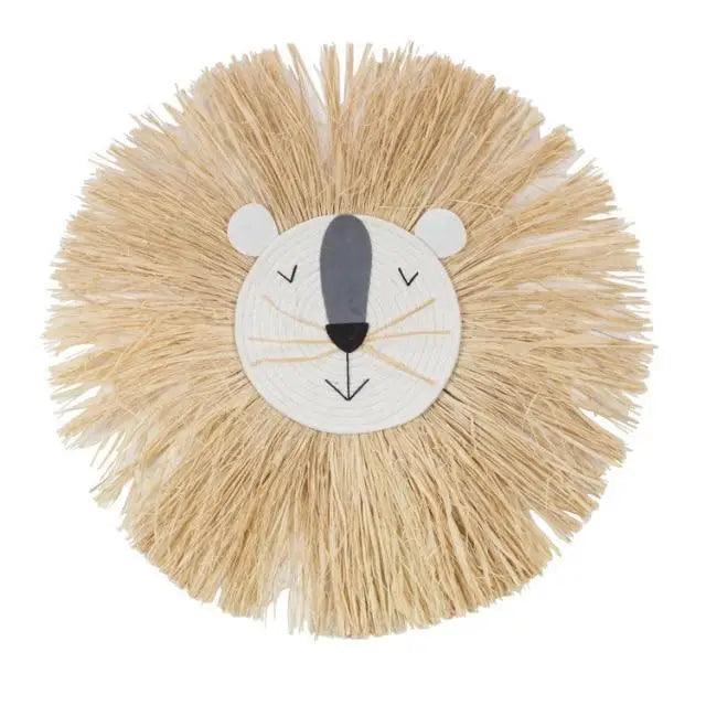 Handwoven Cartoon Lion Wall Hanging Decor for Kids Room