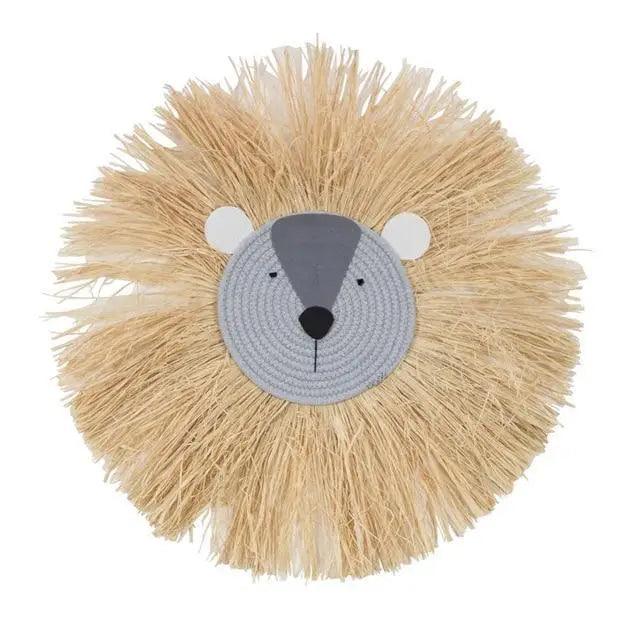 Handwoven Cartoon Lion Wall Hanging Decor for Kids Room