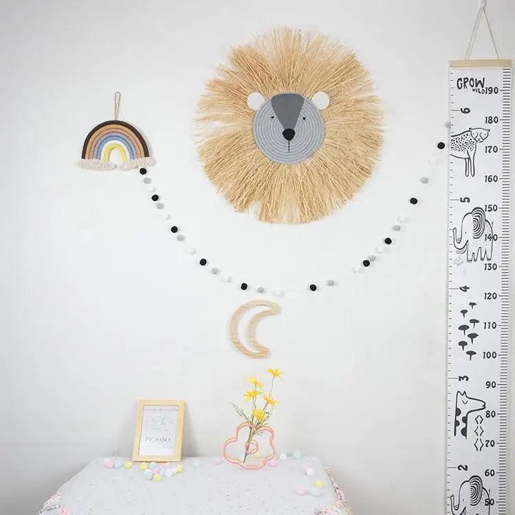 Handwoven Cartoon Lion Wall Hanging Decor for Kids Room