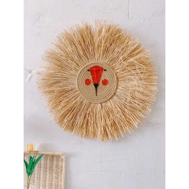 Handwoven Cartoon Lion Wall Hanging Decor for Kids Room