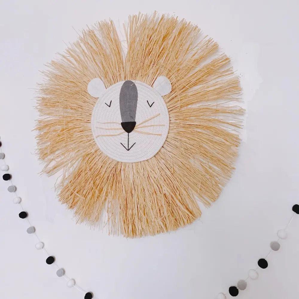Handwoven Cartoon Lion Wall Hanging Decor for Kids Room