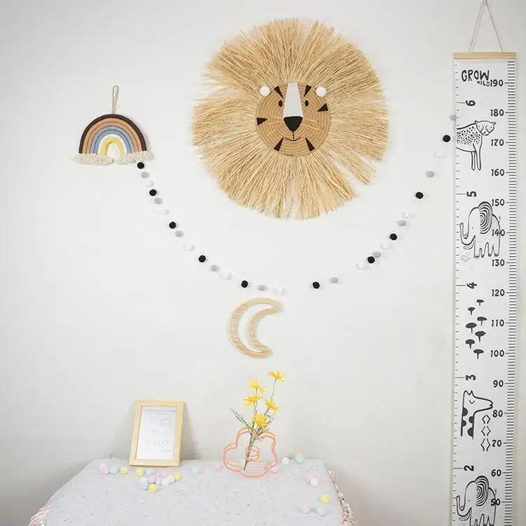 Handwoven Cartoon Lion Wall Hanging Decor for Kids Room
